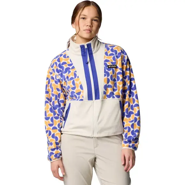 Fleece jasCOLUMBIABACKBOWL II PRINTED FULL ZIP FLEECE W SUNSTONE RETROSCAPE PRINT/CHALK Populair