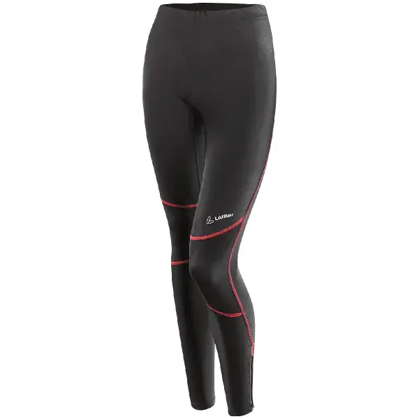 HardloopleggingLÖFFLERW TIGHTS THERMO TIV BLACK/BURGUND Express Levering