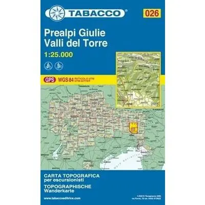 Favoriet TABACCO TOPOGRAFISCHE WANDELKAART 026 PREALPI GIULIE 1 25.000 (9788883150265)