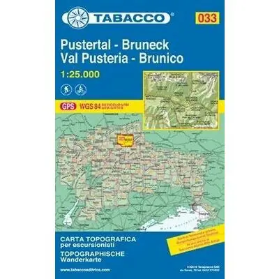 TABACCO TOPOGRAAFISCHE WANDELKAART 033 PUSTERTAL BRUNECK 1 25.000 (9788883150333) Seizoensaanbieding