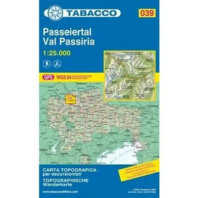 TABACCO TOPOGRAFISCHE WANDELKAART 039 PASSEIERTAL VAL PASSIRIA (9788883150395) Laatste Kans
