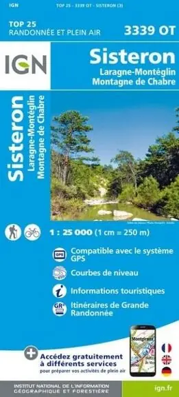IGN WANDELKAART 3339OT SISTERON - LARAGNE-MONTÉGLIN (9782758541882) MONTAGNE DE CHABRE Gratis Retour