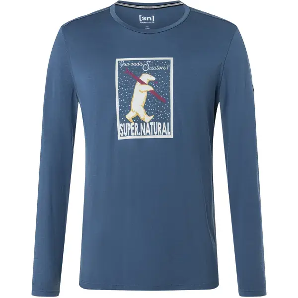 Lage Prijs Thermisch T-shirtSUPER.NATURALM SKIATORE LS NIGHT SHADOW BLUE/VARIOUS