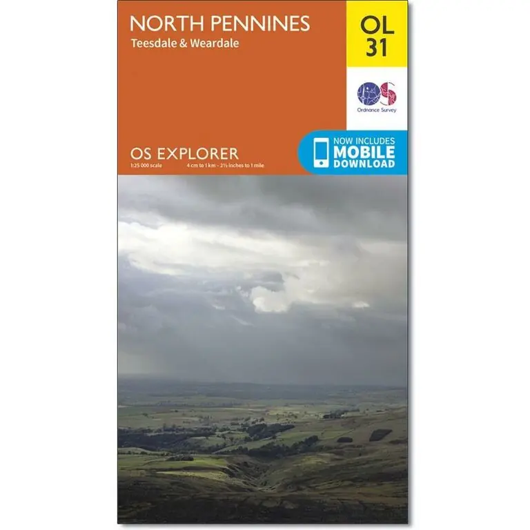 ORDNANCE SURVEY WANDELKAART EXPLORER 031 NORTH PENNINES - TEESDALE & WEARDALE (9780319242704) Finale Uitverkoop