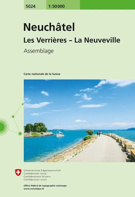 Hoge Kwaliteit BUNDESAMT - SWISSTOPO TOPOGRAFISCHE KAART 5024 NEUCHATEL - LES VERRIERES (9783302050249)