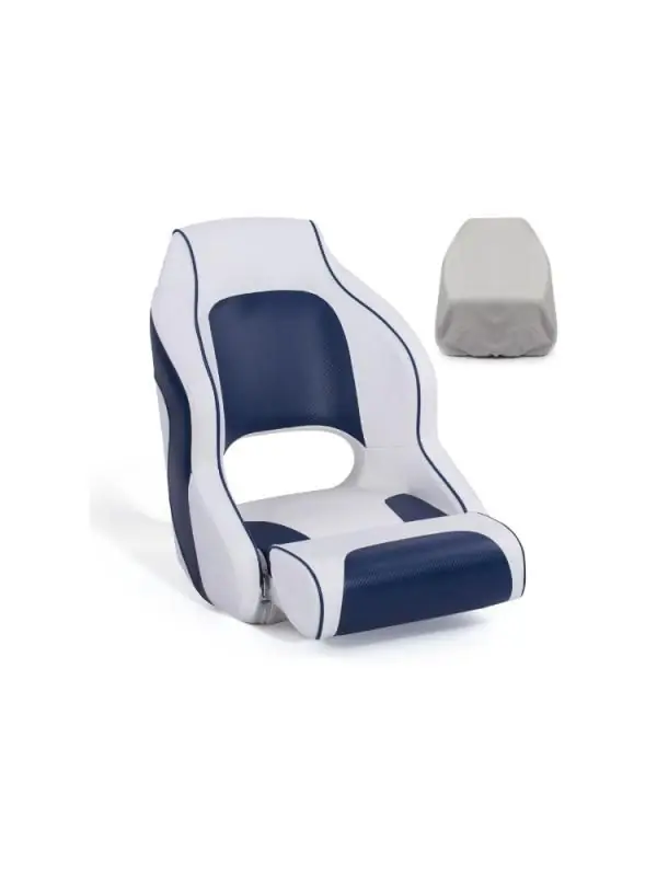 Beperkte Voorraad Sport flip up Kapiteinsstoel Wit/Blauw uit het RDW Bootstoel assortiment