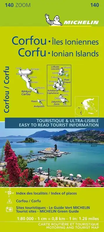 MICHELIN WEGENKAART 140 KORFOE - CORFU EN IONISCHE EILANDEN (9782067248144) Direct Verzonden