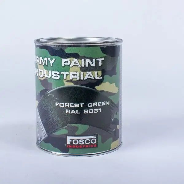 Op = Op Legerverf 1liter forest green Ral 6031 uit het Fosco Legerverf assortiment