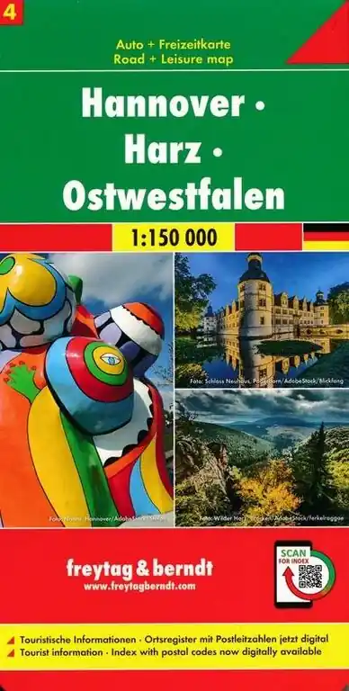 FREYTAG & BERNDT WEGENKAART 04 HANNOVER - HARZ (9783707918045) Nieuw