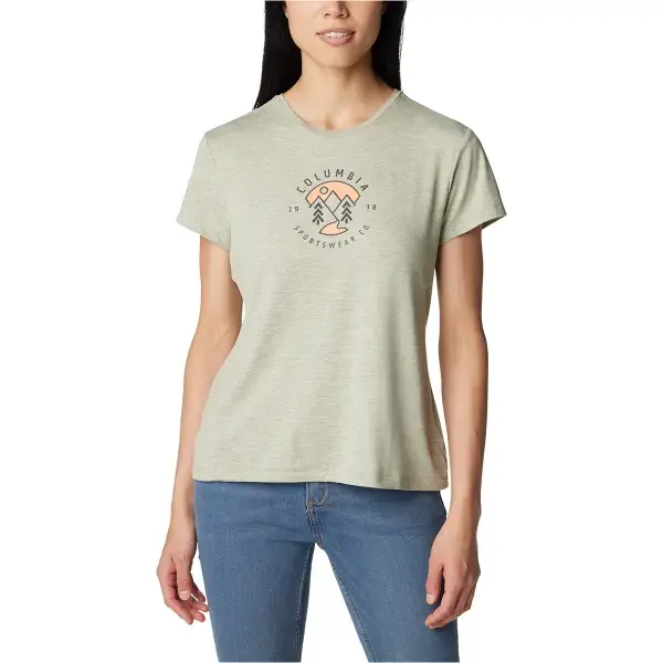 WandelshirtCOLUMBIAW SLOAN RIDGE GRAPHIC SHORT SLEEVE TEE SAFARI HEATHER/NATURALLY BOUNDLESS Uitverkoop