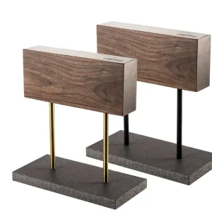 Must-Have Style de Vie Magnetisch Messenblok Walnoot Met Natuurstenen Voet