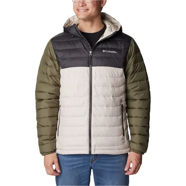 Gecertificeerd Wandel donsjackCOLUMBIAPOWDER LITE HOODED JKT DARK STONE/SHARK/STONE GREEN