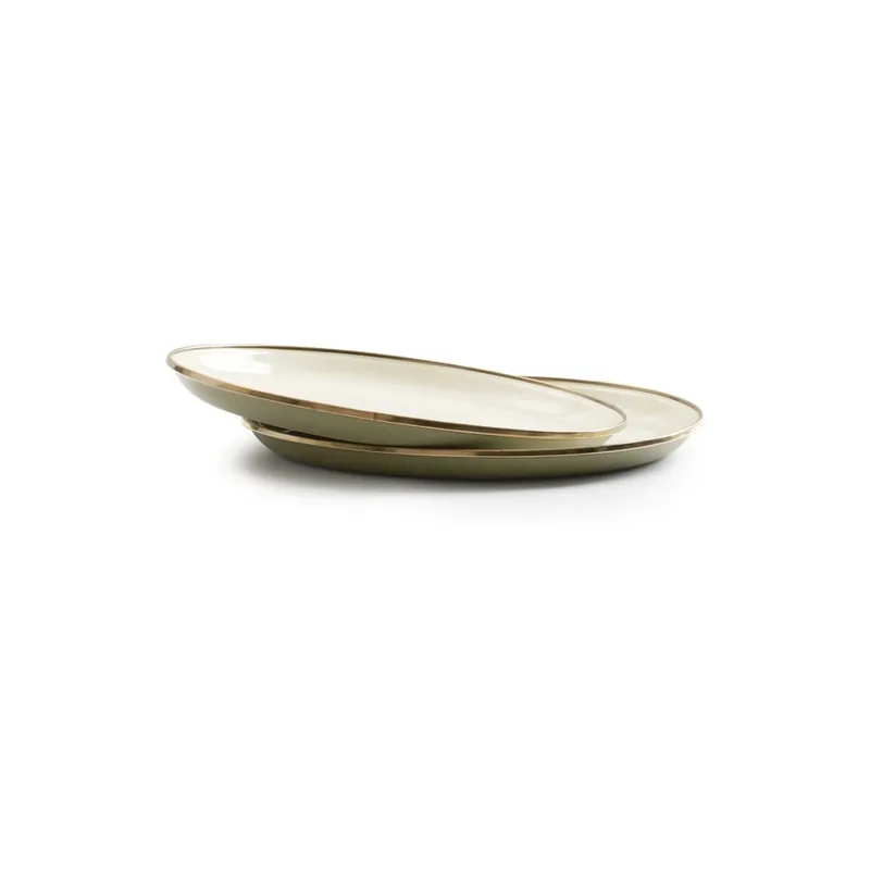 Must-Have Barebones Enamel 2-Tone Deep Plate Set - Olive Drab